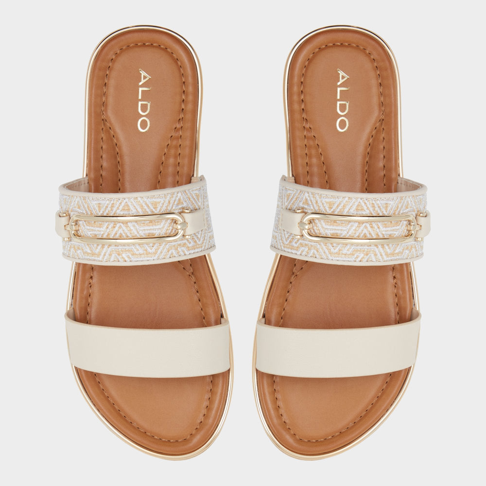 Aldo | Lagoon Other Beige Synthetic Print Women's Footbed sandals - Slide sandal, Footbed sandal