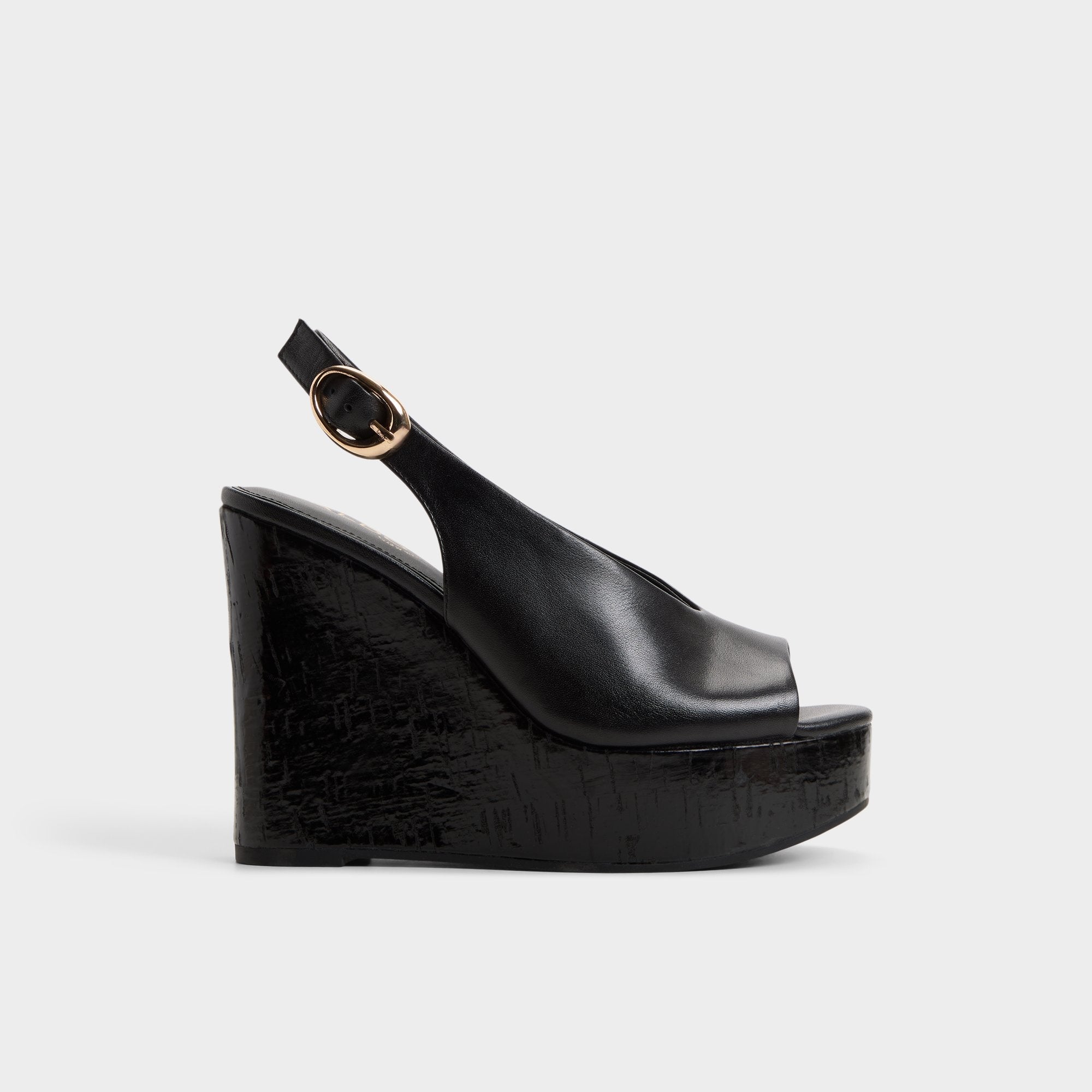 Aldo | Tatianah in Black - Sling back heeled sandal, Wedge heel