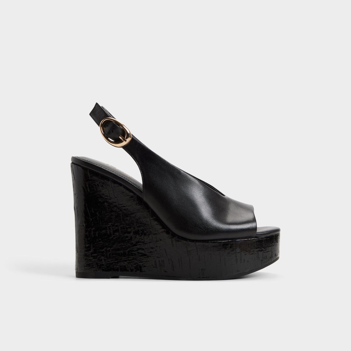 Aldo | Tatianah in Black - Sling back heeled sandal, Wedge heel