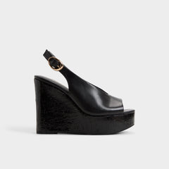 Aldo | Tatianah in Black - Sling back heeled sandal, Wedge heel