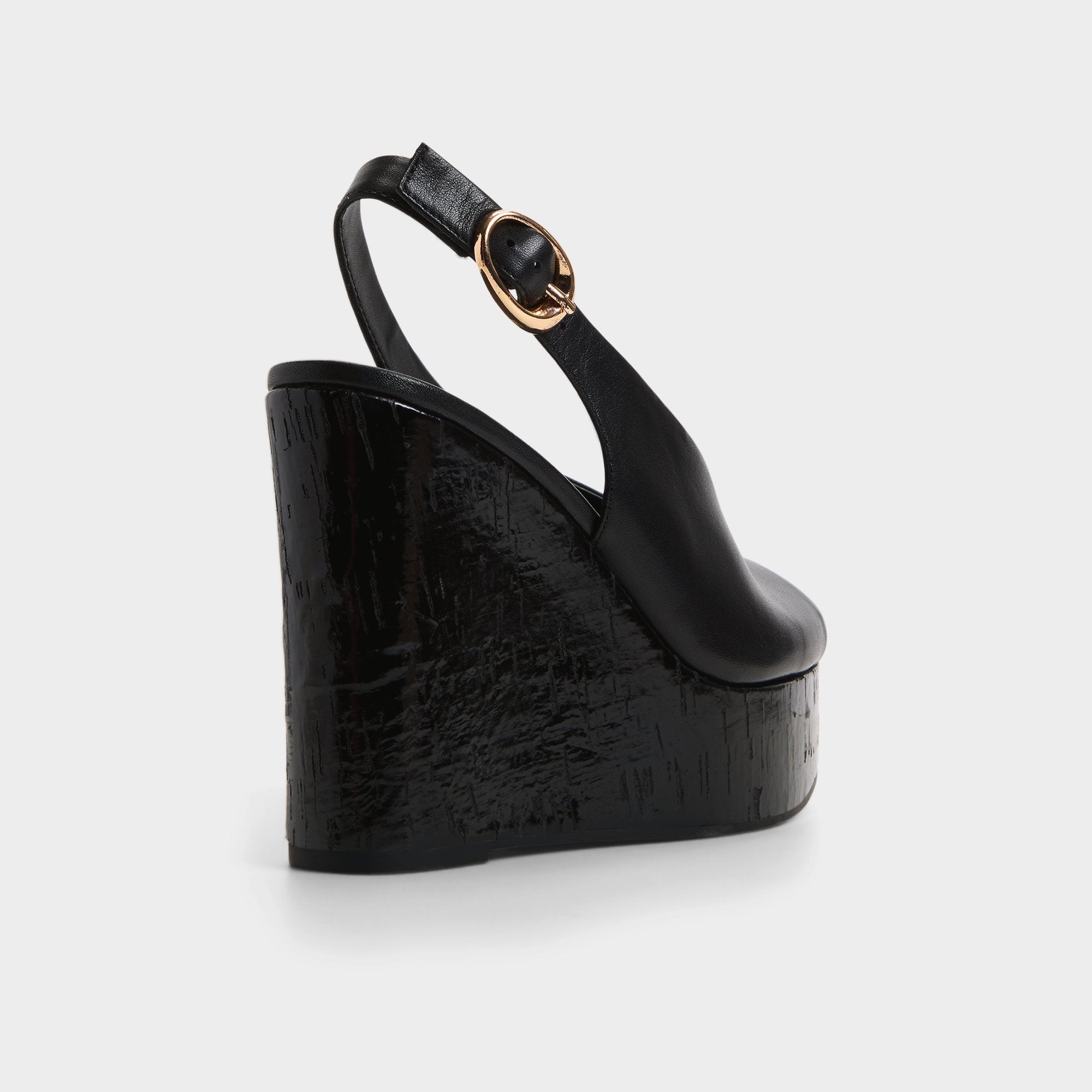 Aldo | Tatianah in Black - Sling back heeled sandal, Wedge heel