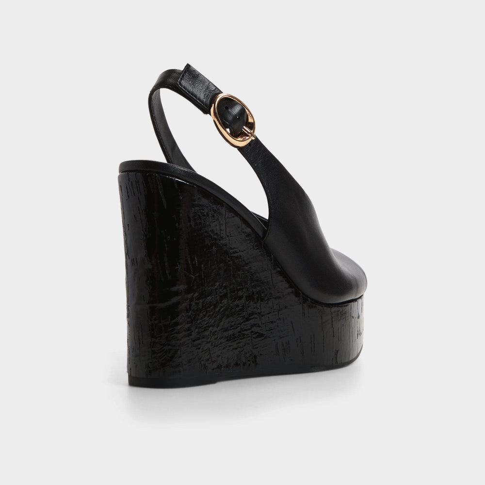 Aldo | Tatianah in Black - Sling back heeled sandal, Wedge heel