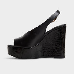 Aldo | Tatianah in Black - Sling back heeled sandal, Wedge heel