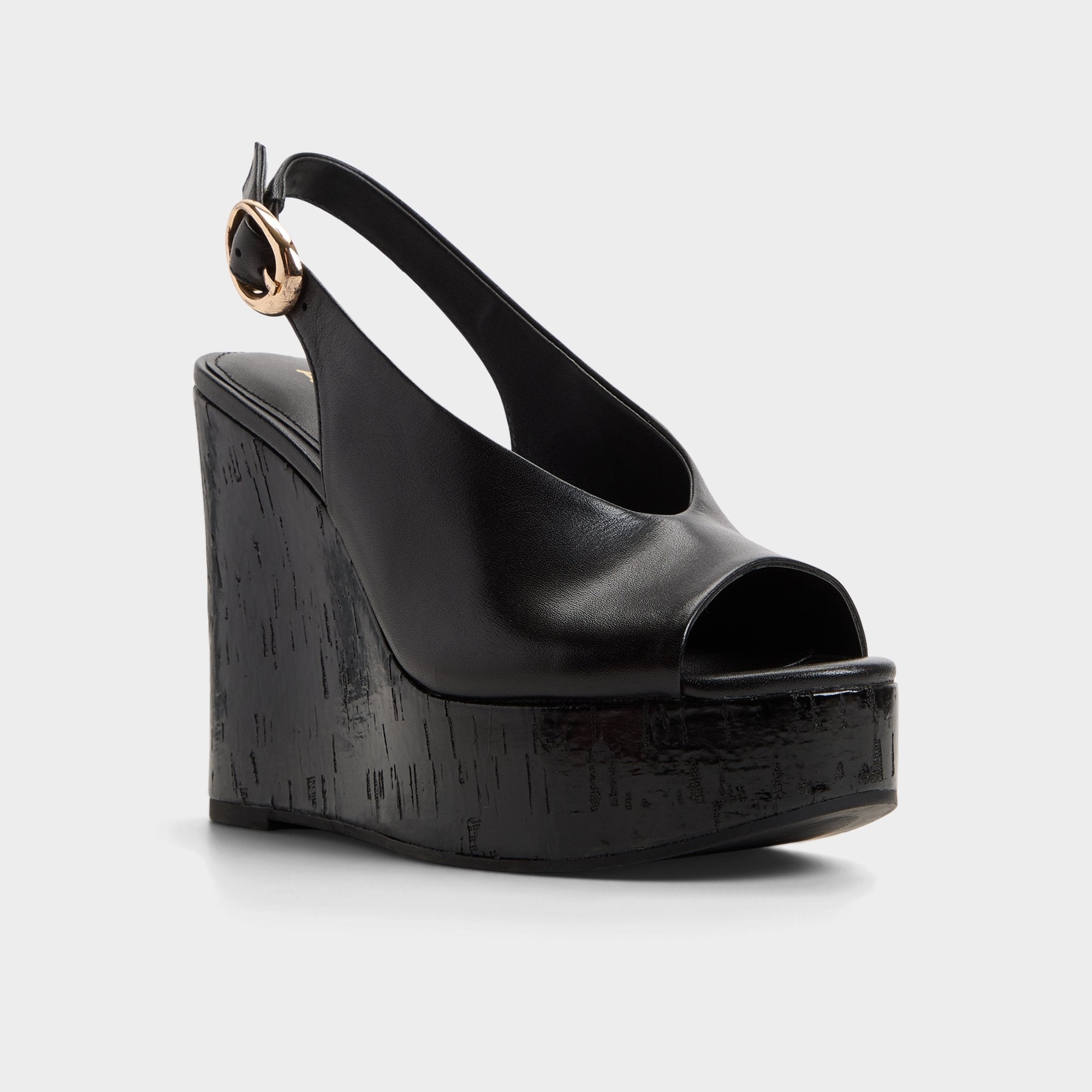 Aldo | Tatianah in Black - Sling back heeled sandal, Wedge heel