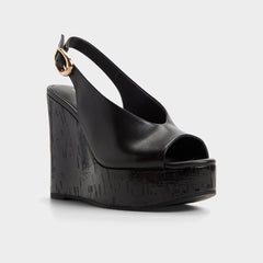 Aldo | Tatianah in Black - Sling back heeled sandal, Wedge heel