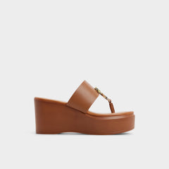 Aldo | Friegan in Medium Brown - Slide sandal, Wedge heel