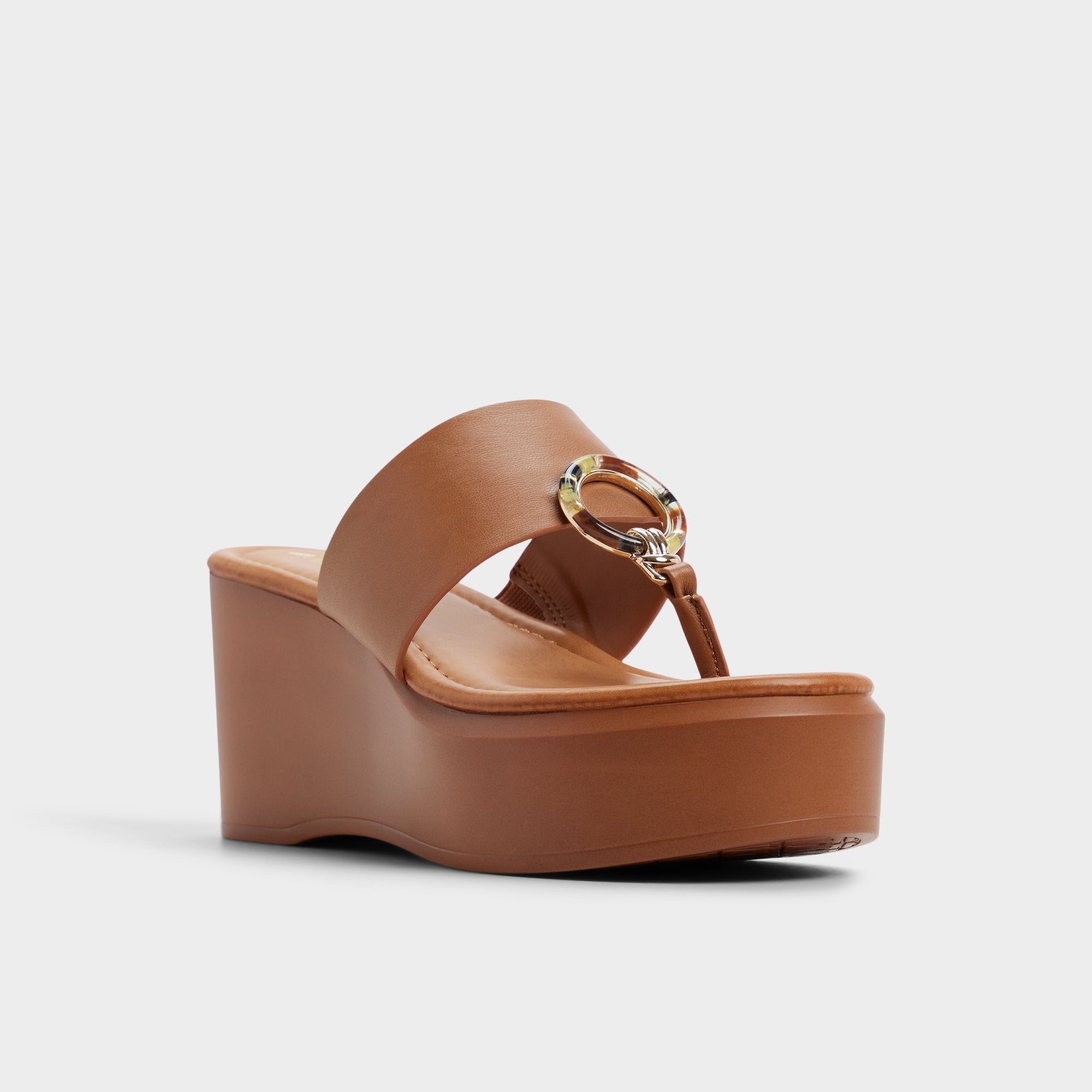 Aldo | Friegan in Medium Brown - Slide sandal, Wedge heel