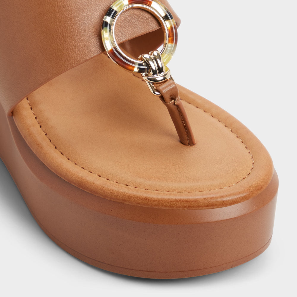 Aldo | Friegan in Medium Brown - Slide sandal, Wedge heel
