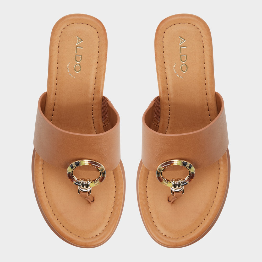 Aldo | Friegan in Medium Brown - Slide sandal, Wedge heel