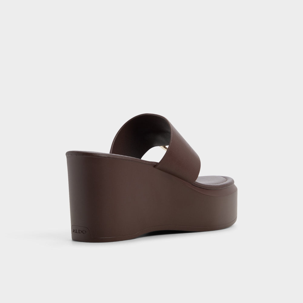 Aldo | Friegan in Dark Brown - Slide sandal, Wedge heel