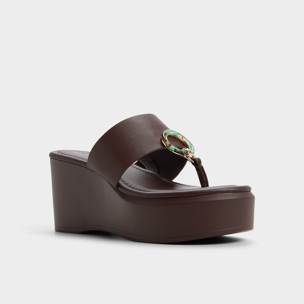 Aldo | Friegan in Dark Brown - Slide sandal, Wedge heel