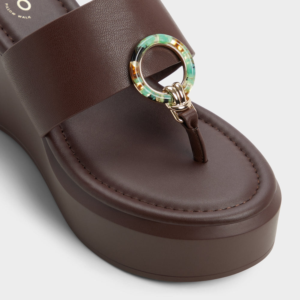 Aldo | Friegan in Dark Brown - Slide sandal, Wedge heel