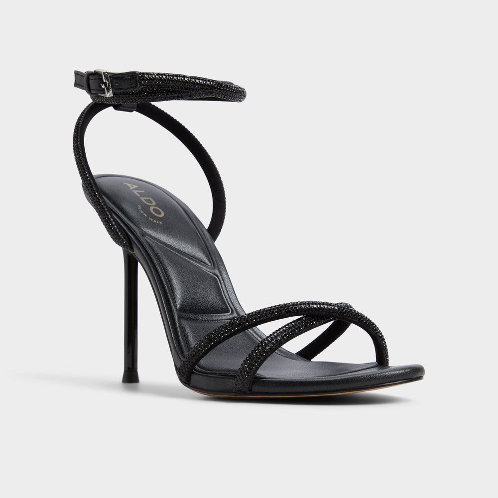 Aldo | Manaelden Black Women's Strappy sandals - Strappy heeled sandal, Stiletto heel