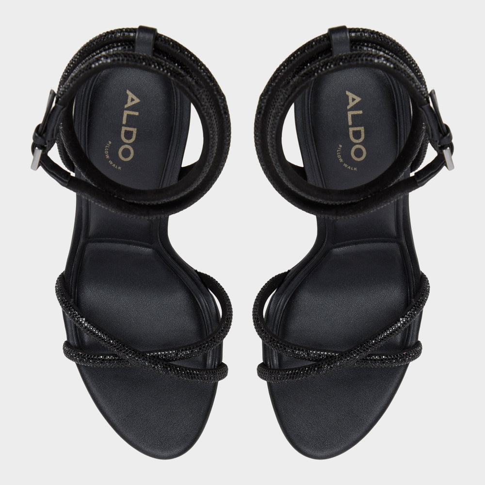 Aldo | Manaelden Black Women's Strappy sandals - Strappy heeled sandal, Stiletto heel