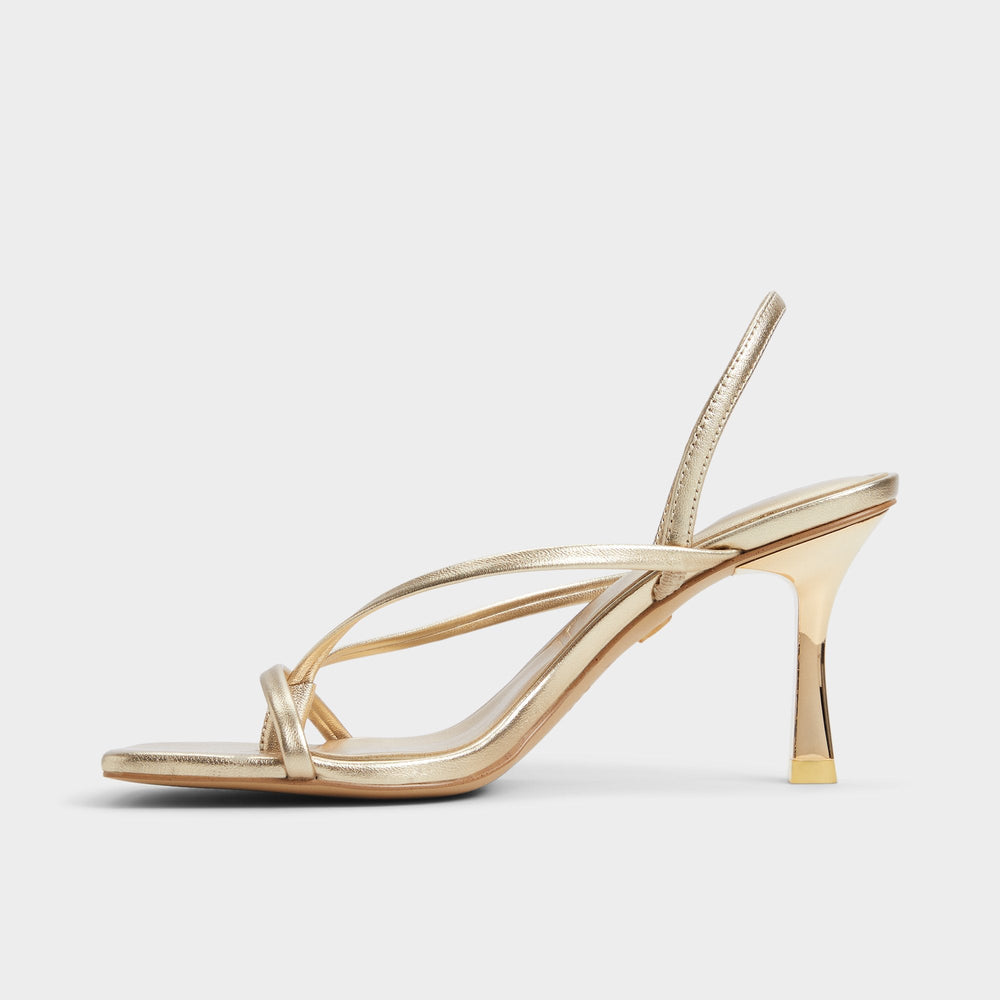 Aldo | Riva Gold Women's Strappy sandals - Sling back heeled sandal, Stiletto heel