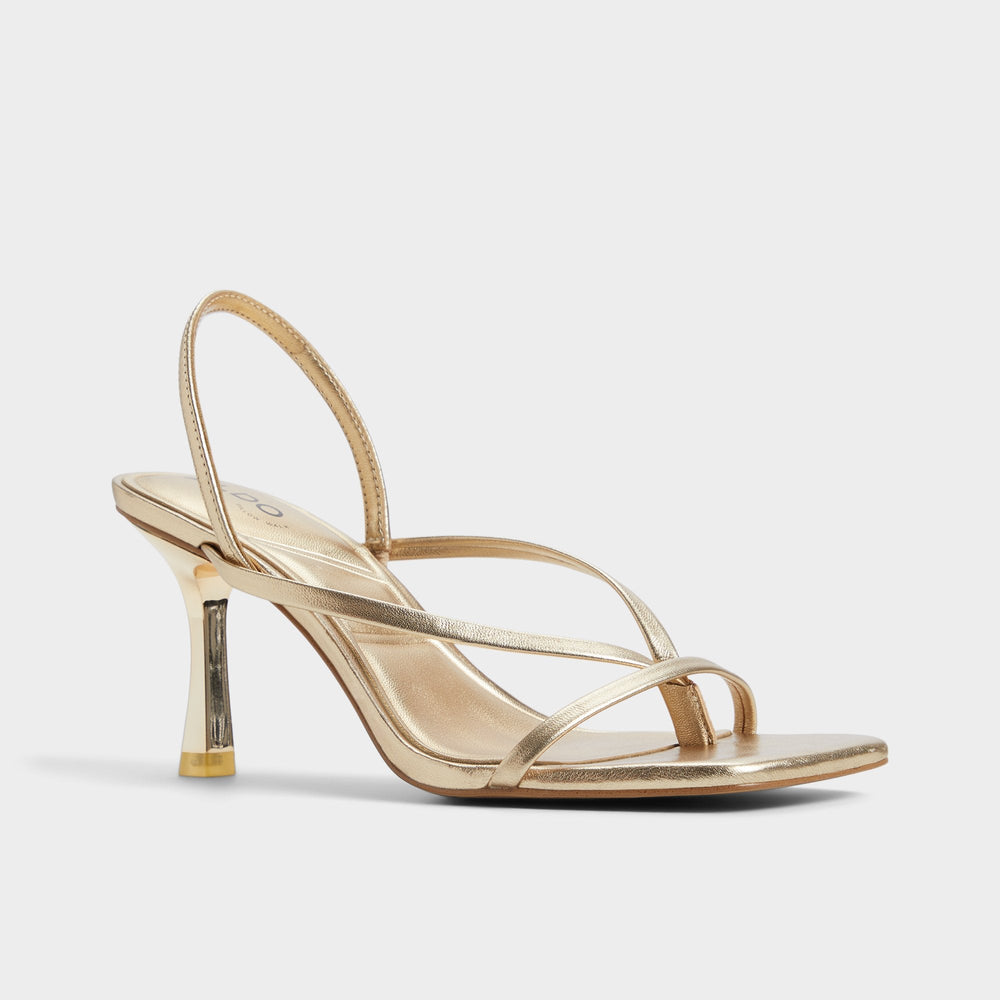 Aldo | Riva Gold Women's Strappy sandals - Sling back heeled sandal, Stiletto heel