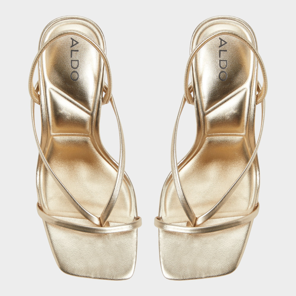 Aldo | Riva Gold Women's Strappy sandals - Sling back heeled sandal, Stiletto heel