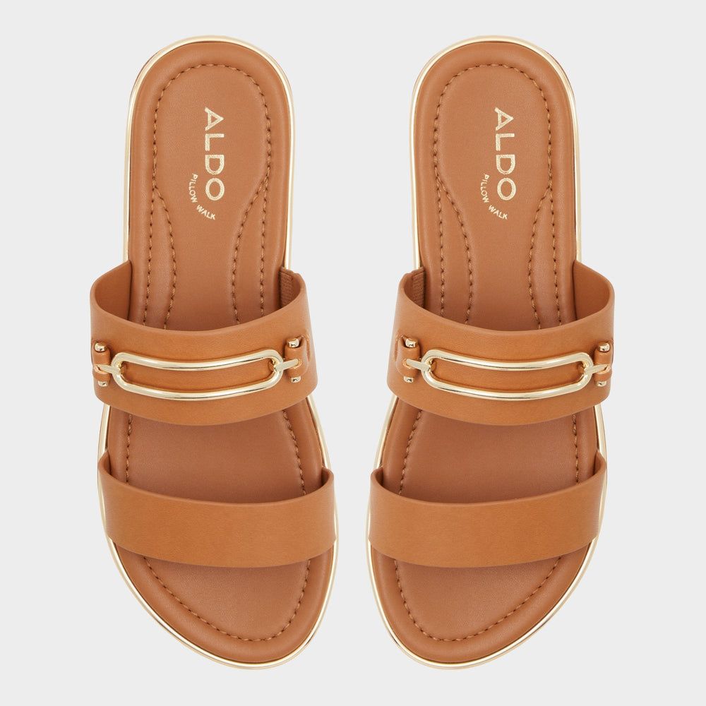 Aldo | Lagoon Other Brown Women's Flats - Strappy flat sandal, Footbed sandal