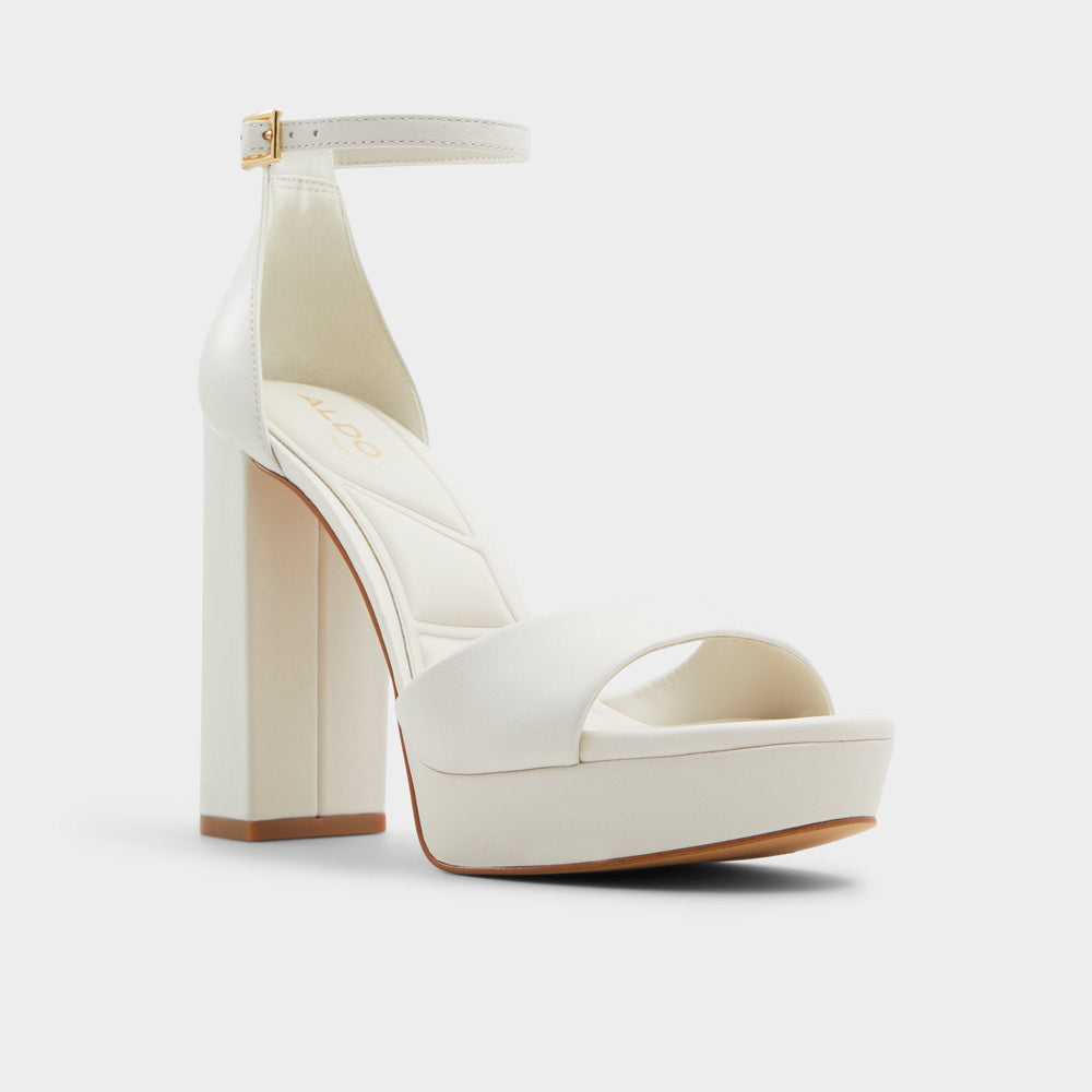Aldo | Enaegyn2.0 White/Bone Women's Platform Shoes - Strappy heeled sandal, Block heel