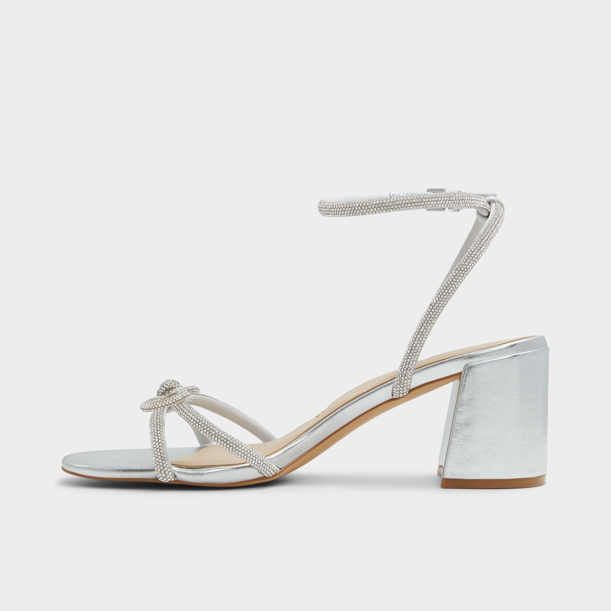 Aldo | Bouclette Silver Women's Block heels - Strappy heeled sandal, Block heel