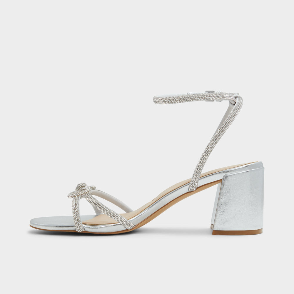 Aldo | Bouclette Silver Women's Block heels - Strappy heeled sandal, Block heel