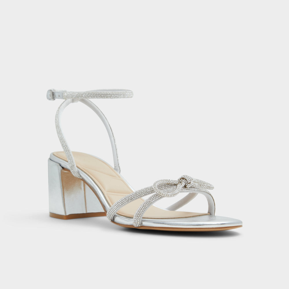 Aldo | Bouclette Silver Women's Block heels - Strappy heeled sandal, Block heel