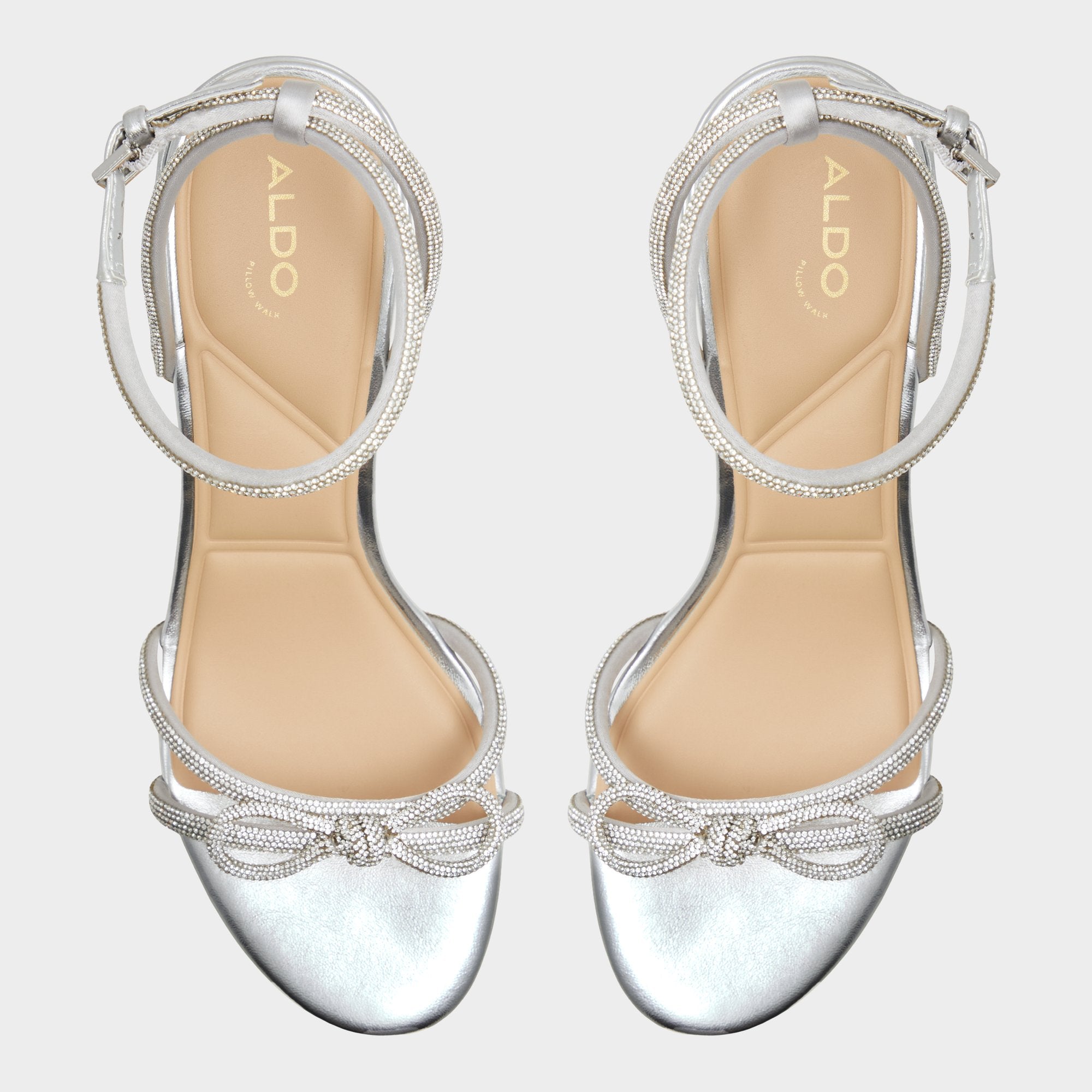 Aldo | Bouclette Silver Women's Block heels - Strappy heeled sandal, Block heel