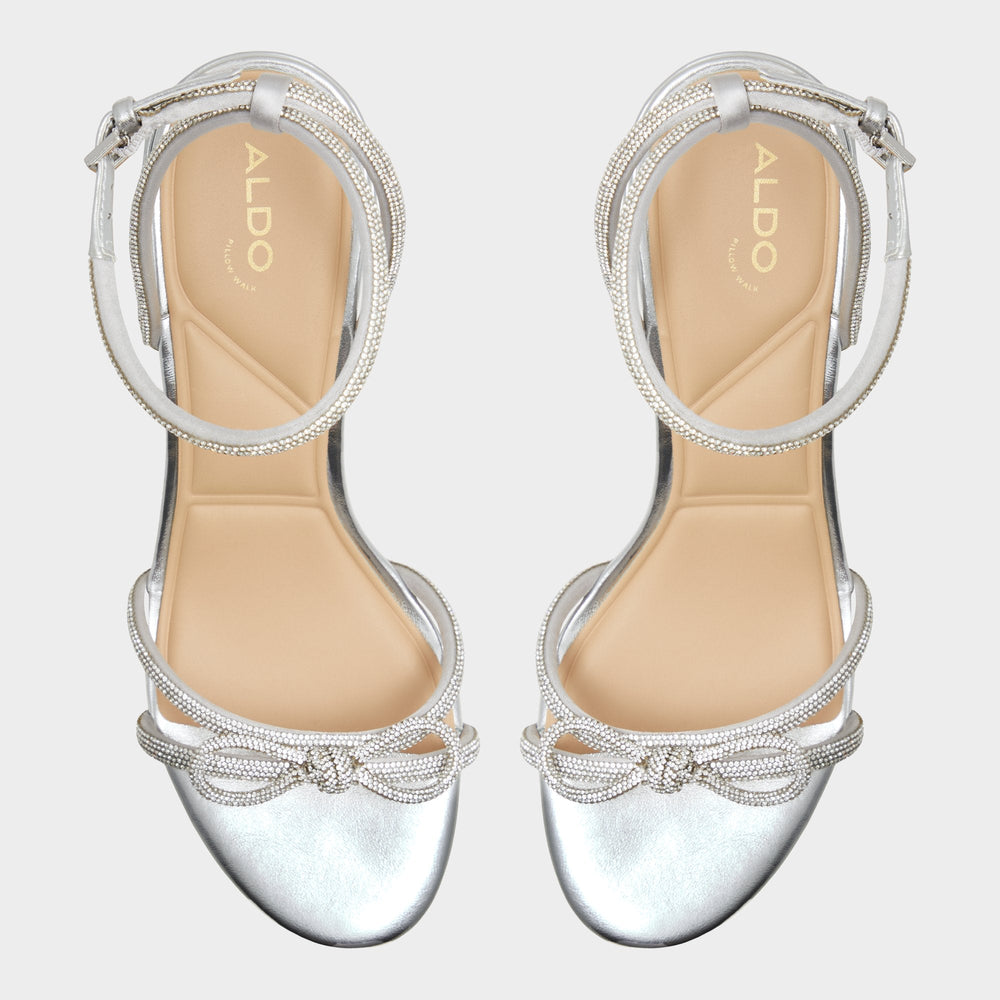 Aldo | Bouclette Silver Women's Block heels - Strappy heeled sandal, Block heel