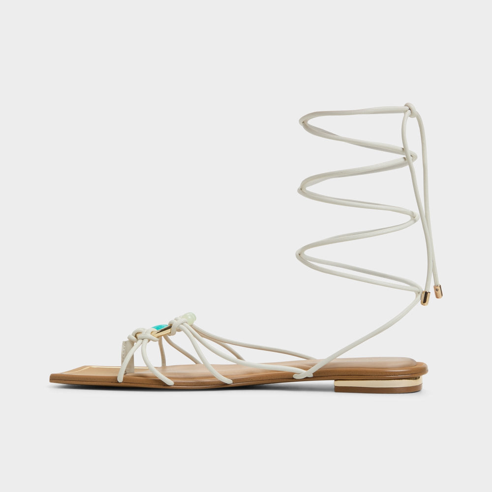 Aldo | Nirena White/Bone Women's Flats - Strappy flat sandal