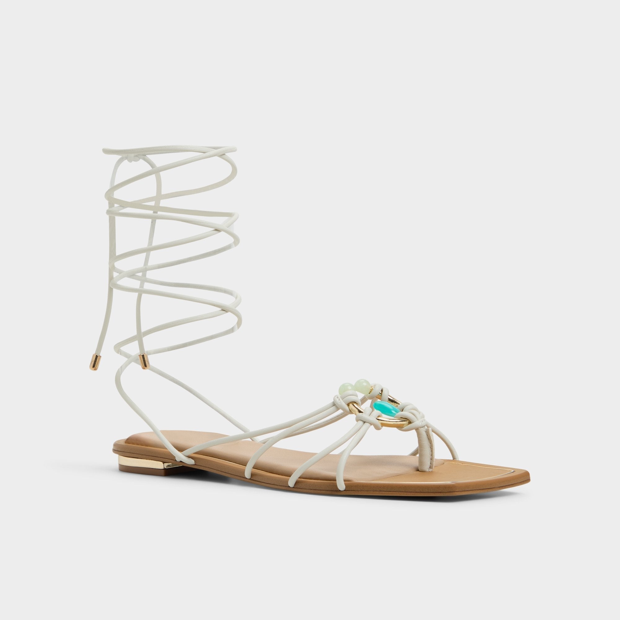 Aldo | Nirena White/Bone Women's Flats - Strappy flat sandal