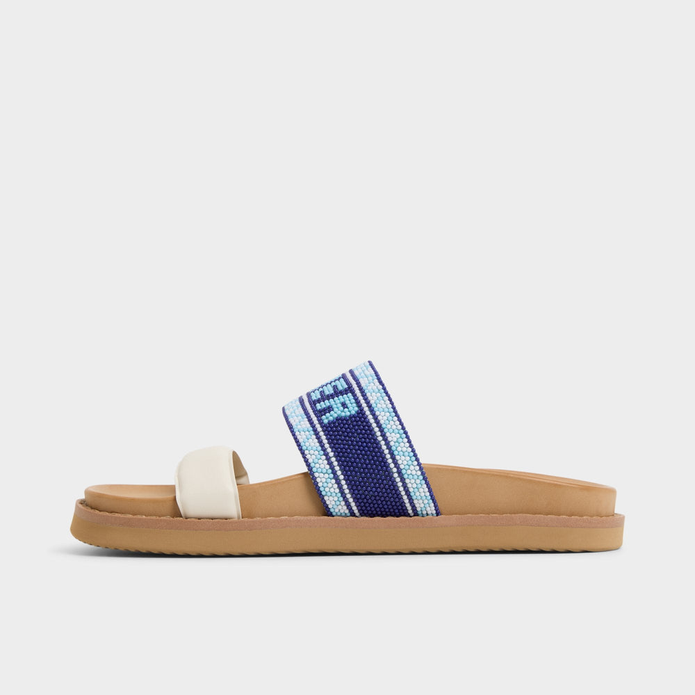 Aldo | Beachvacay White/Blue Women's Footbed sandals - Slide sandal, Footbed sandal