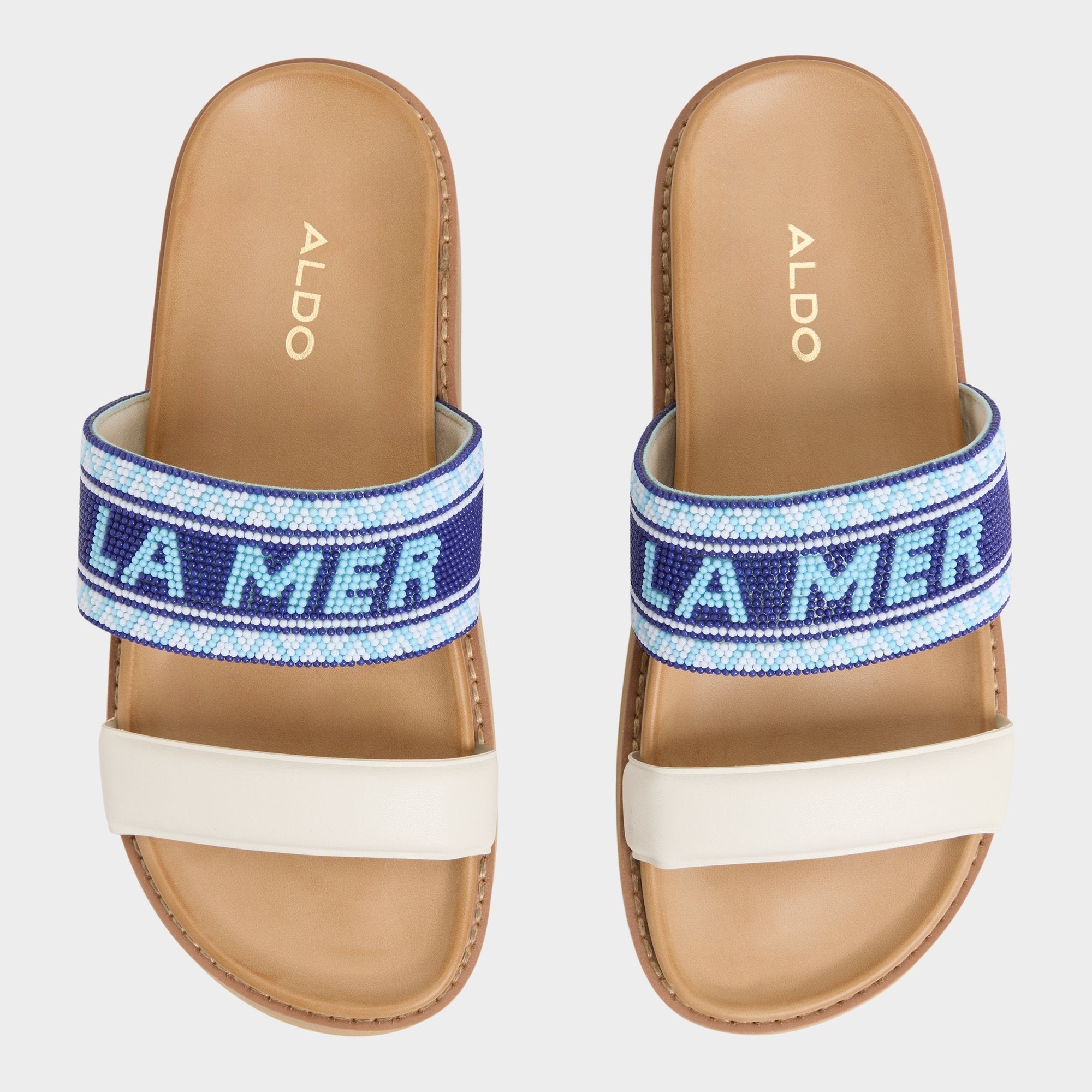 Aldo | Beachvacay White/Blue Women's Footbed sandals - Slide sandal, Footbed sandal
