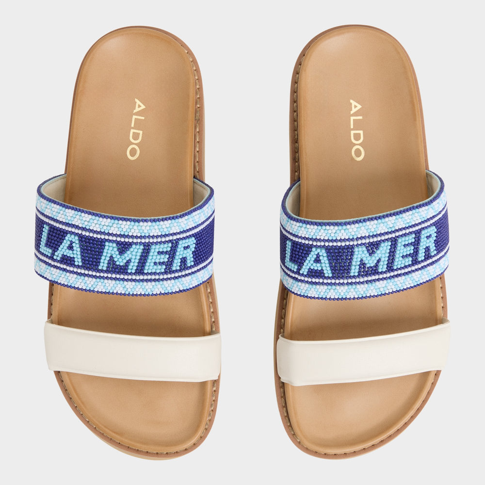 Aldo | Beachvacay White/Blue Women's Footbed sandals - Slide sandal, Footbed sandal