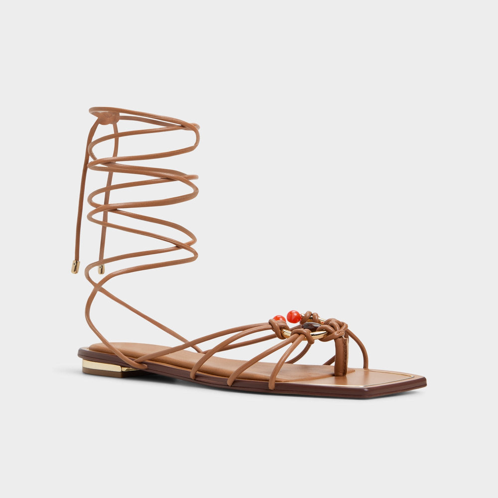 Aldo | Nirena Medium Brown Women's Flats - Strappy flat sandal