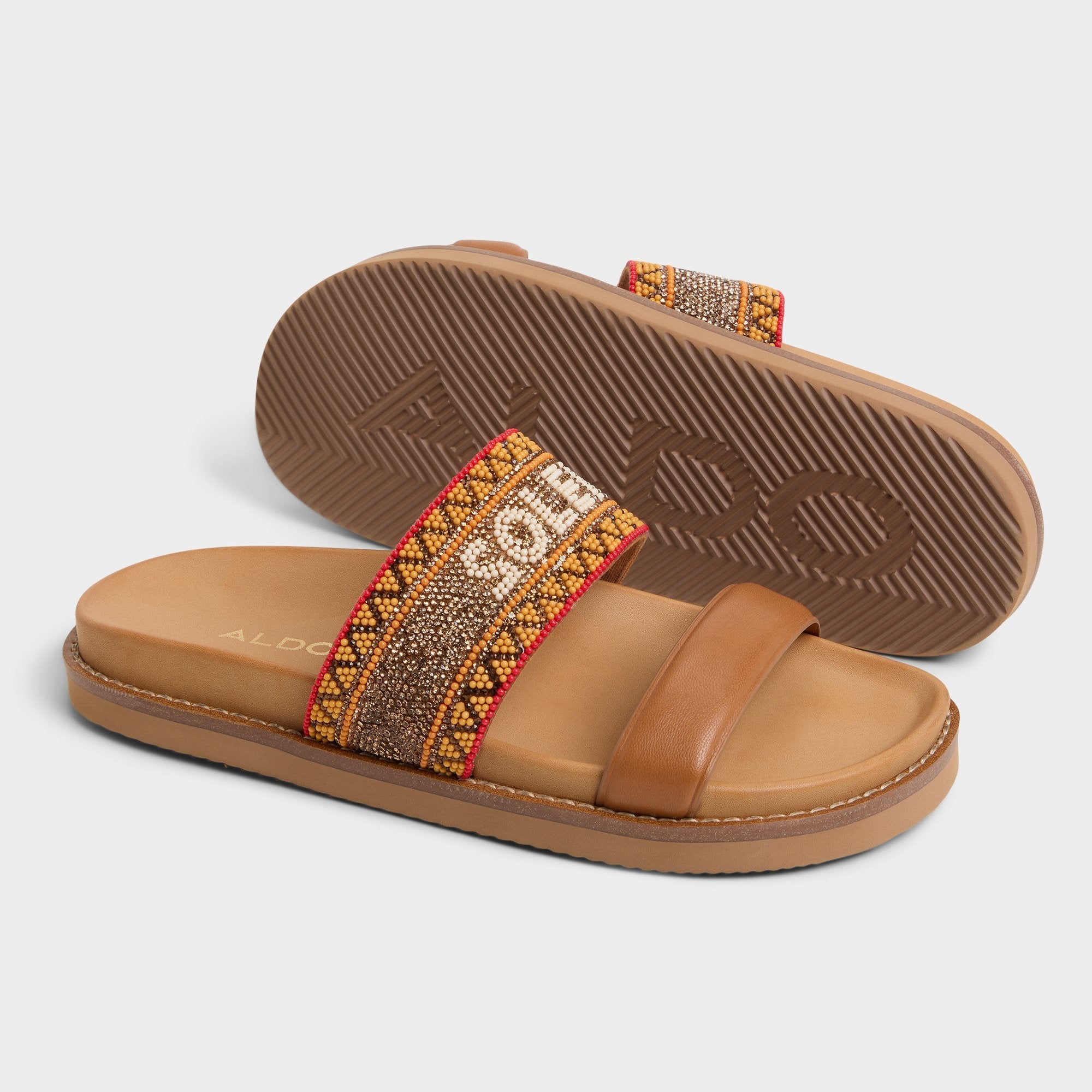 Aldo | Beachvacay Brown Multi Women's Footbed sandals -