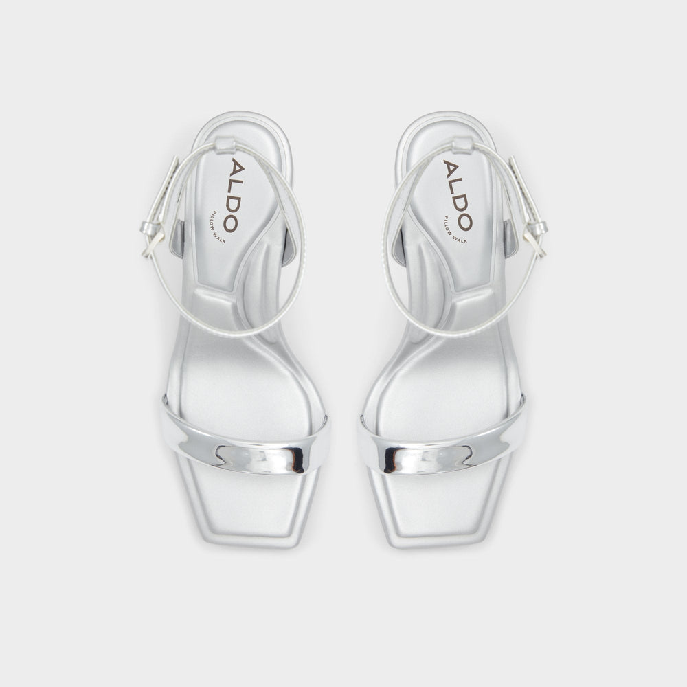 Aldo | Aurorai Silver Women's Block heels - Strappy heeled sandal, Block heel