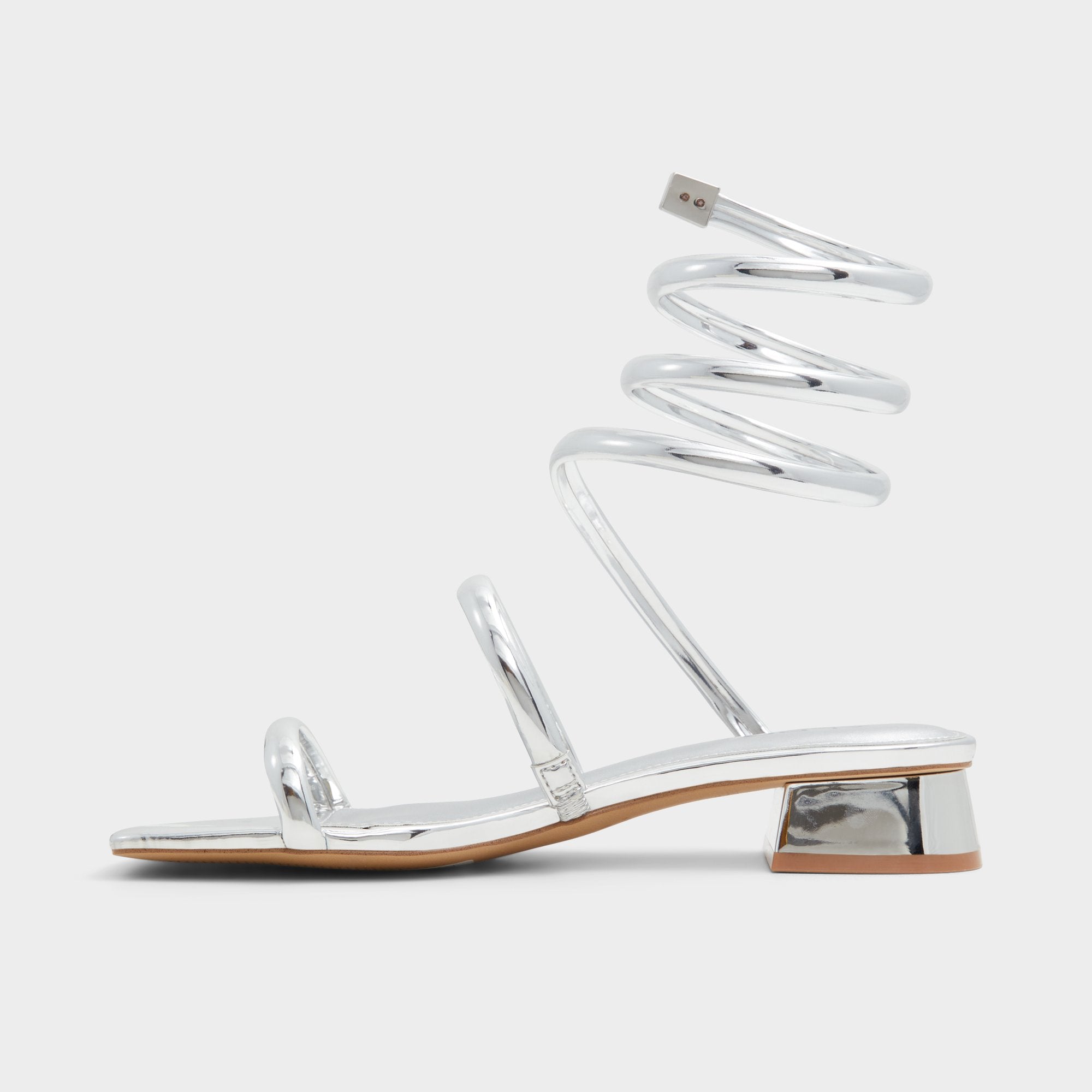 Aldo | Spinna in Silver - Strappy sandal, Block heel