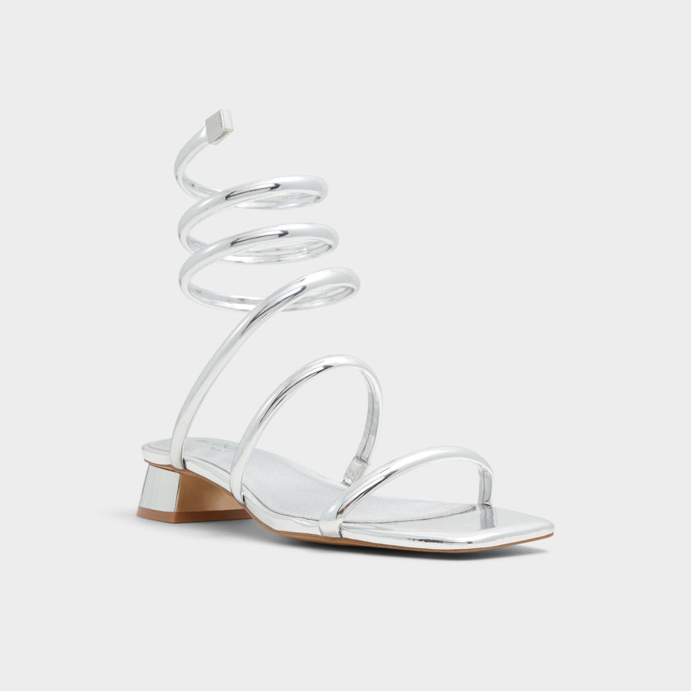 Aldo | Spinna in Silver - Strappy sandal, Block heel
