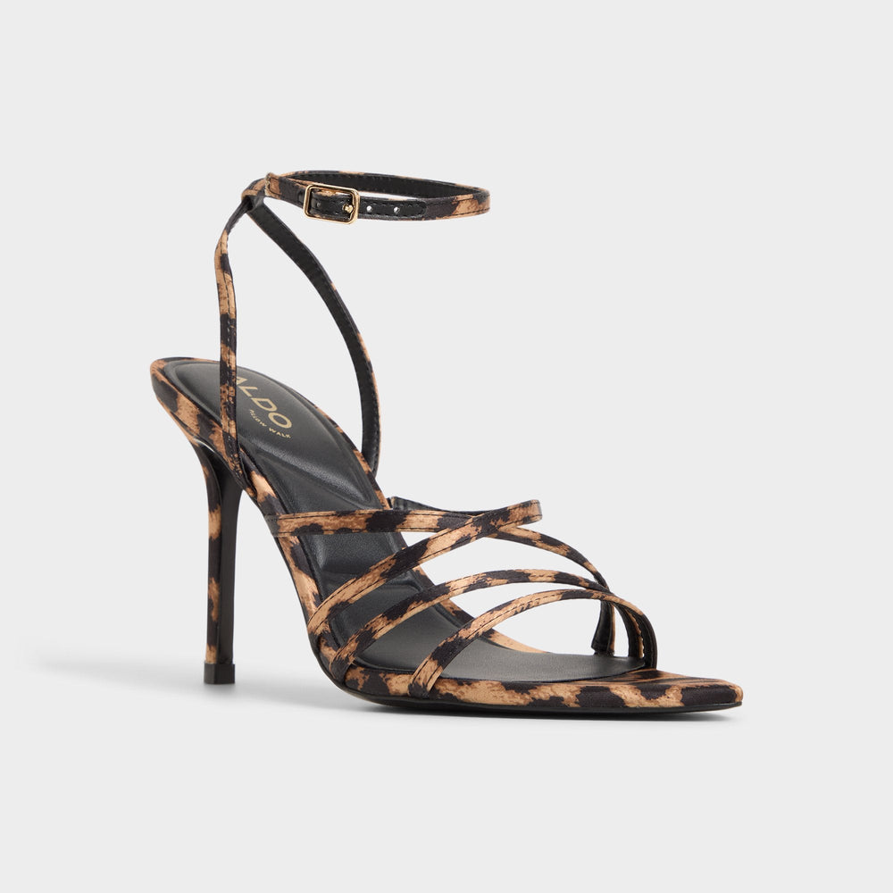 Aldo | Solania Brown Multi Women's Strappy sandals - Strappy heeled sandal, Stiletto heel
