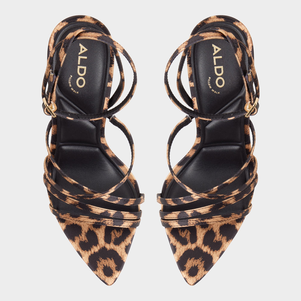 Aldo | Solania Brown Multi Women's Strappy sandals - Strappy heeled sandal, Stiletto heel
