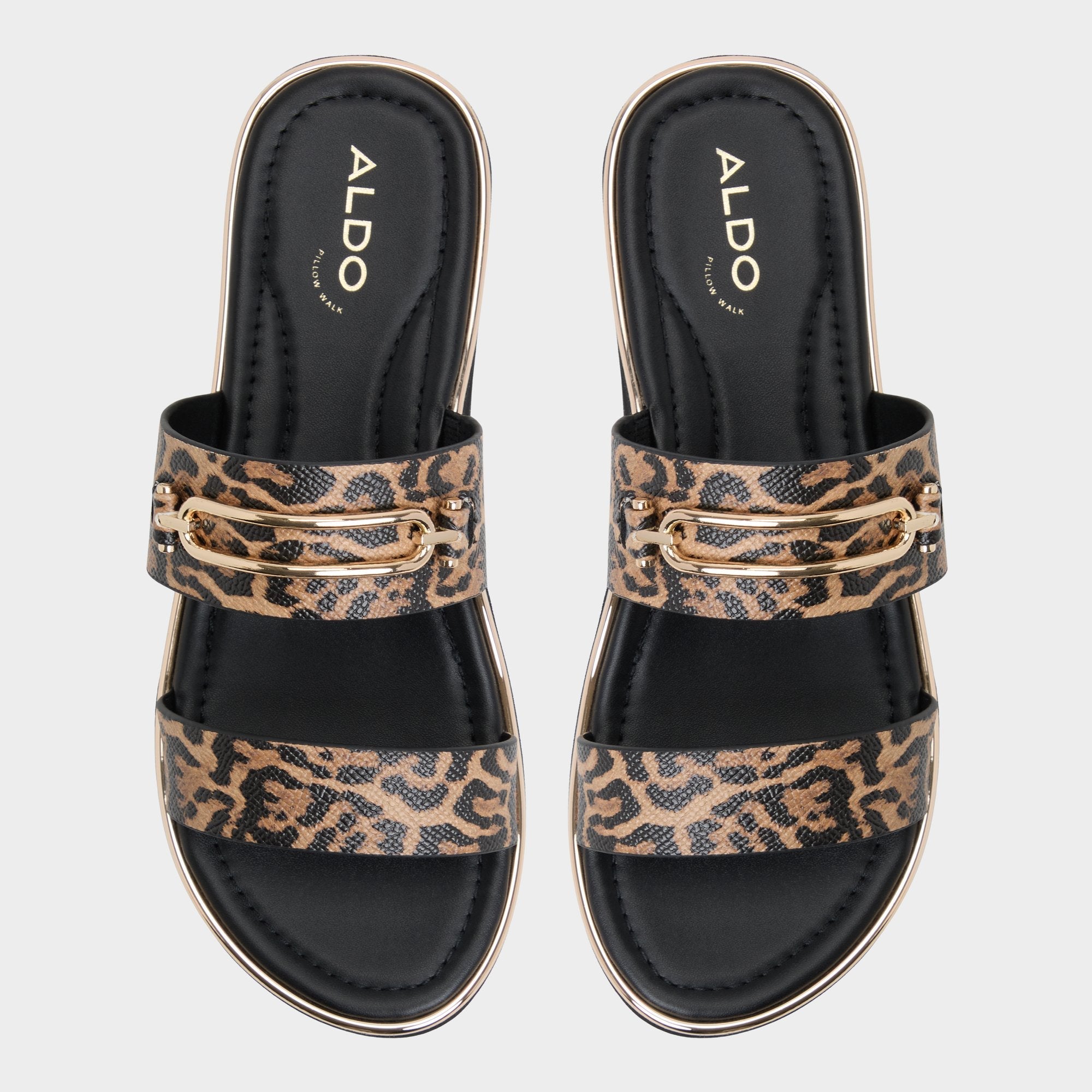 Aldo | Lagoon Brown Multi Women's Flats - Strappy flat sandal, Footbed sandal