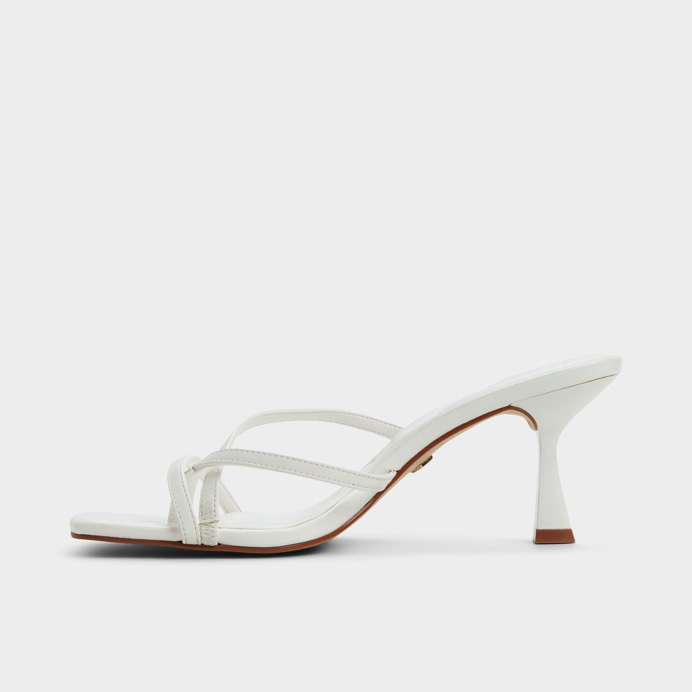 Aldo | Calypsa White Women's Heeled mules - Strappy heeled sandal, Block heel