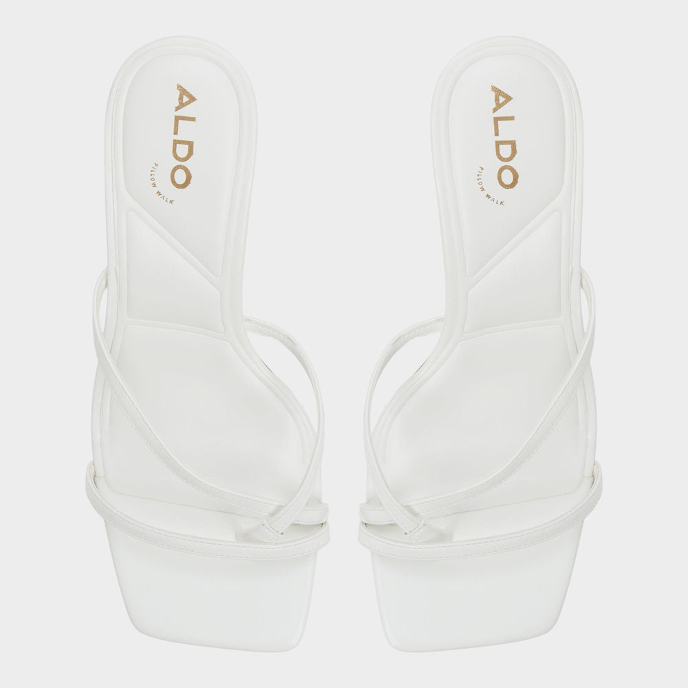 Aldo | Calypsa White Women's Heeled mules - Strappy heeled sandal, Block heel