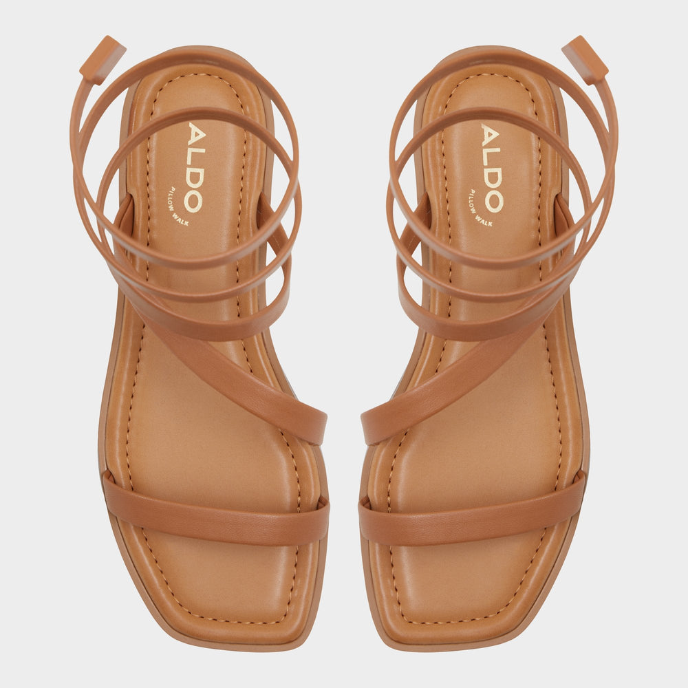 Aldo | Spinella in Medium Brown - Strappy flat sandal