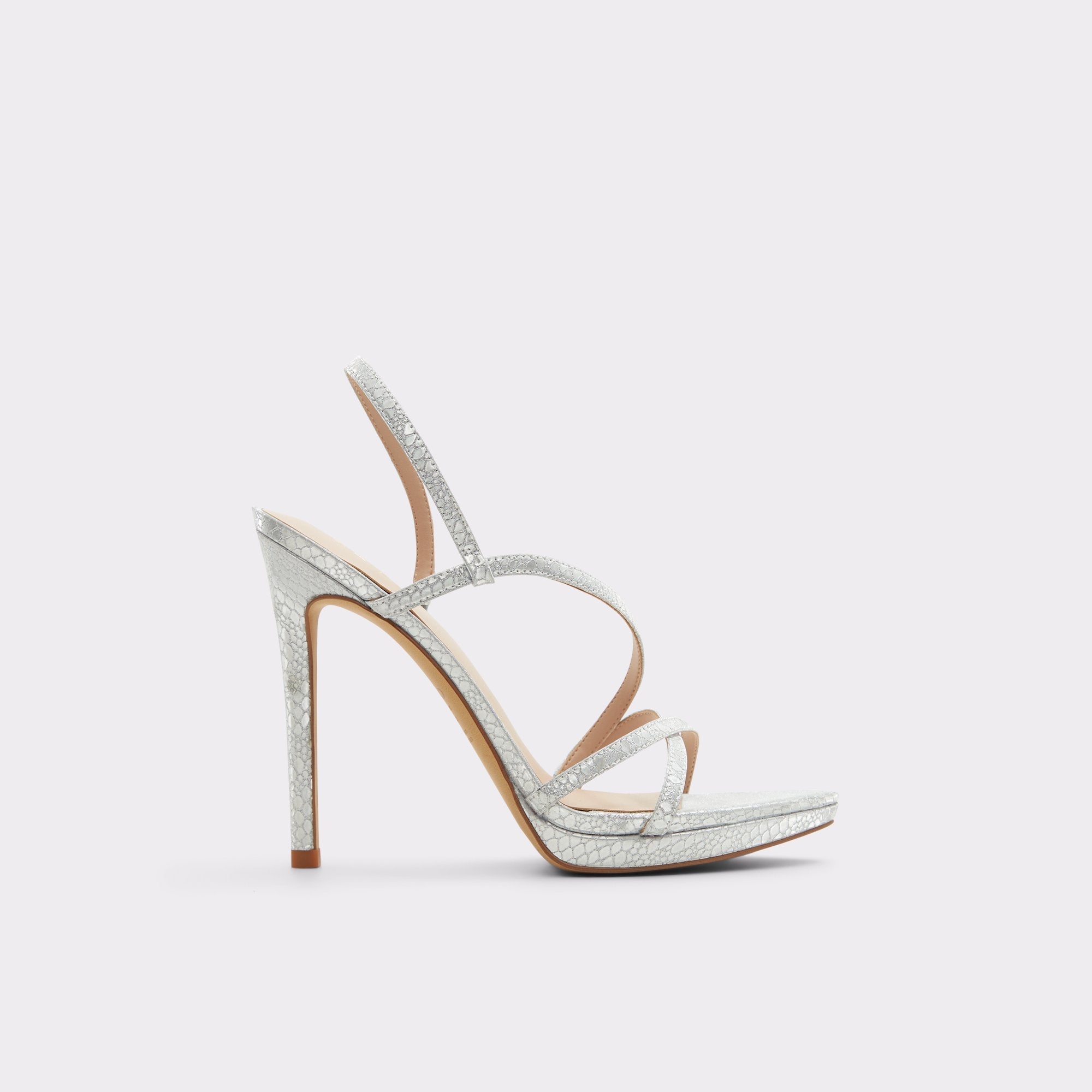 Aldo | Resurge in Silver - Strappy stiletto sandal, Stiletto heel