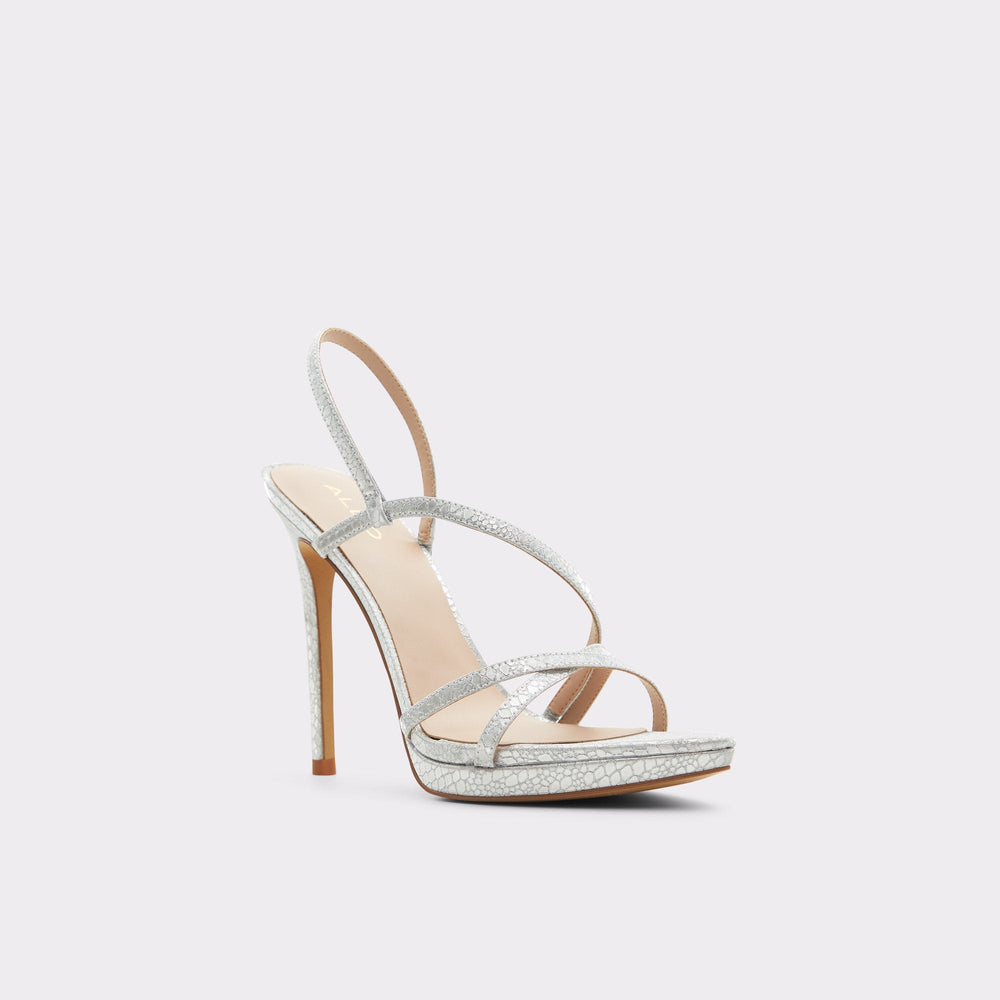 Aldo | Resurge in Silver - Strappy stiletto sandal, Stiletto heel
