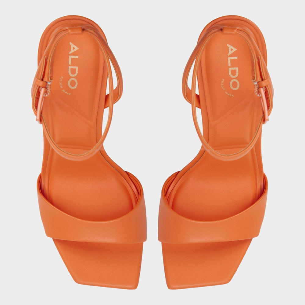 Aldo | Illustrious Medium Orange Women's Strappy Heels - Strappy heeled sandal, Stiletto heel
