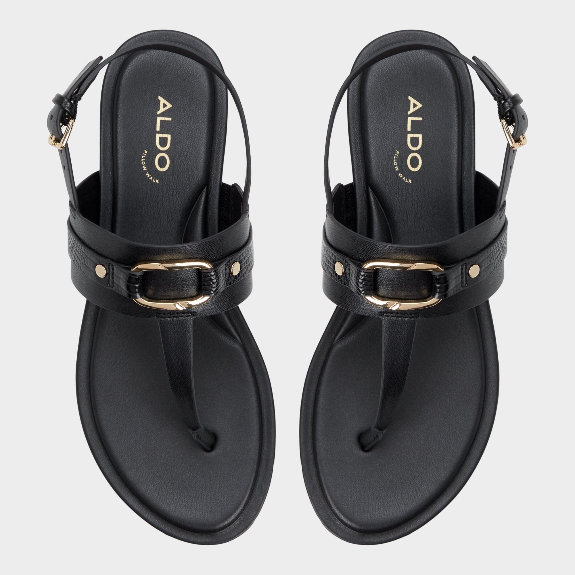 Aldo | Taylen Black Women's Footbed sandals - T-strap sandal