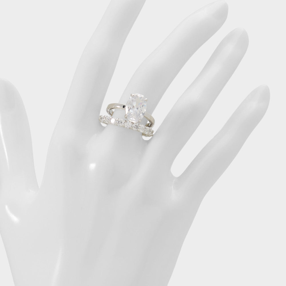 Aldo | Ovalsparkles in Silver Clear Multi - Ring
