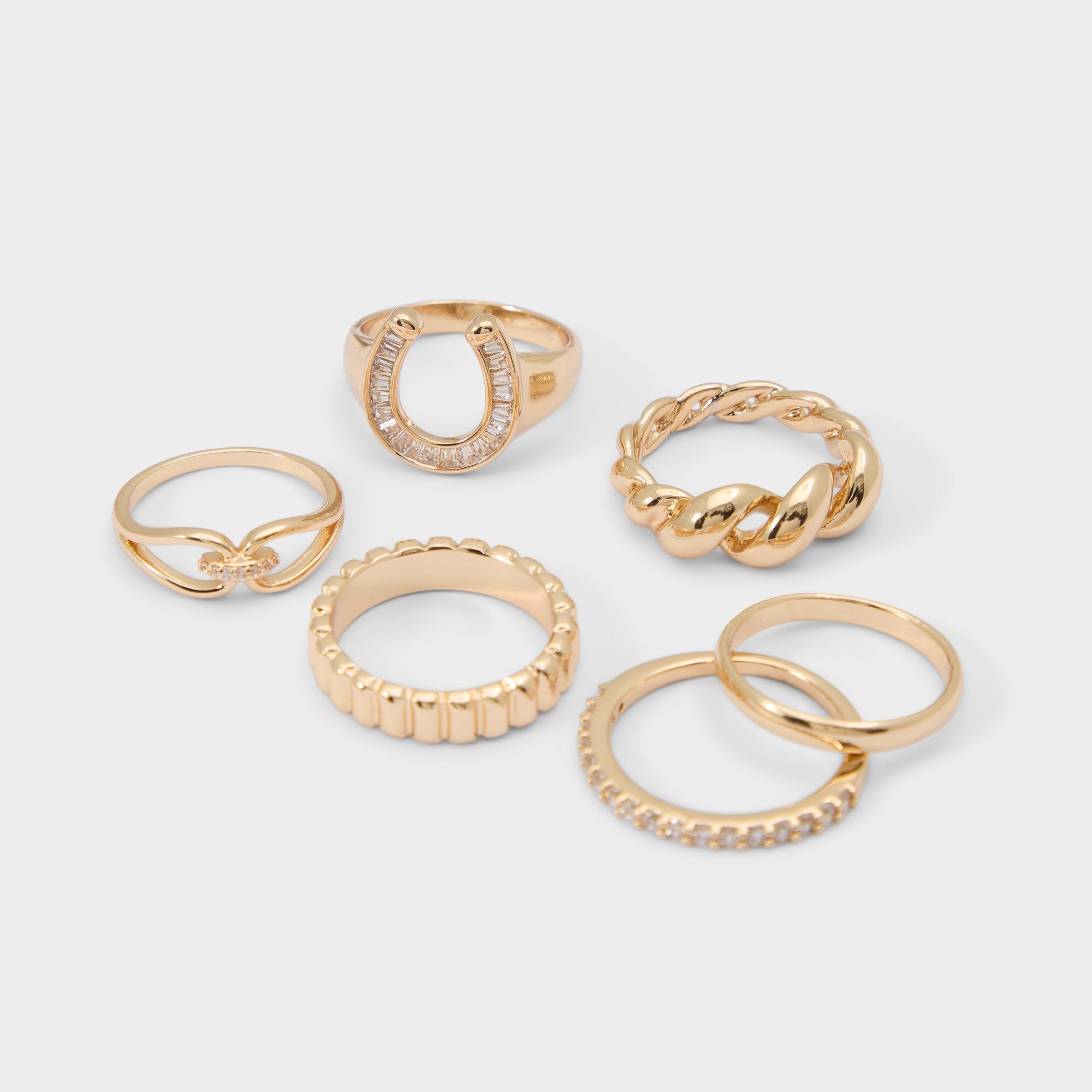 Aldo | Luckyrings in Gold Clear Multi - Multi finger rings